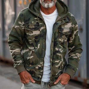 Comfy Familly Alfred - Camouflage Hooded Jacket Dark Green / S