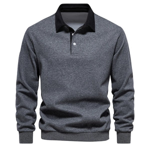 Comfy Family 2023 New Autumn Fashion Design Polo Neck Sweatshirts for Men Casual and Social Wear Quality Cotton Mens Sweatshirts DarkGrey / EUR XXL 100-105kg