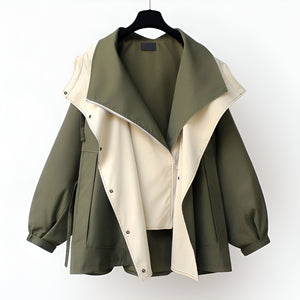 Comfy Family Aldora - Two-Tone Windbreaker Jacket Army Green / XS