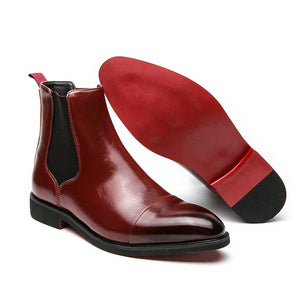 Comfy Family Annibale Carracci Genuine Leather Chelsea Boots Maroon Red / 6 (38 EU)