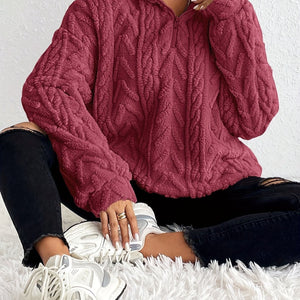 Comfy Family Aurora - Plush Knit Zipper Pullover Burgundy / S