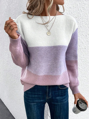 Comfy Family Aurora – Three-Tone Knit Sweater Lavender / S