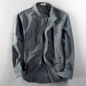 Comfy Family Barnard - Men's Linen Cotton Shirt Dark Grey / XL