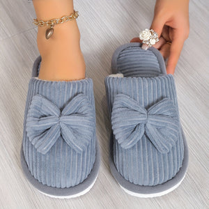 Comfy Family Bowknotz - Plush Slippers Blue & Gray / UK 3.5-4