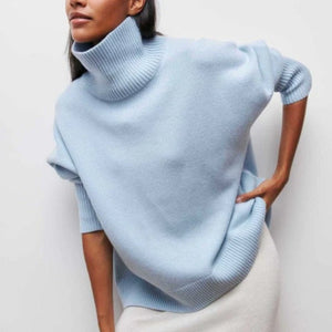 Comfy Family Comfy™ - Turtleneck Knitted Pullover Light Blue / S