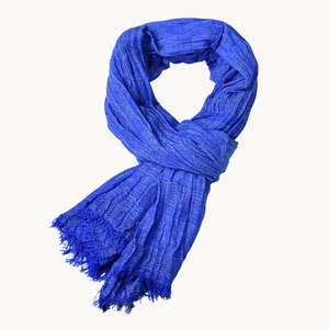 Comfy Family Cotton Linen Scarf Blue