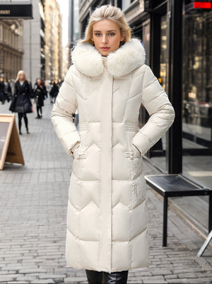 Comfy Family Dahlia™ - Winter Long Fur Coat White / M