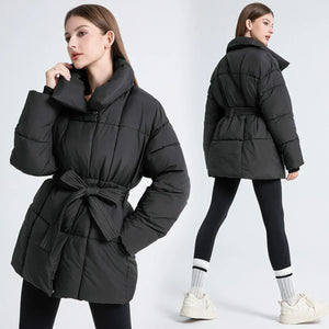 Comfy Family Embrace - Elegant Belted Winter Coat