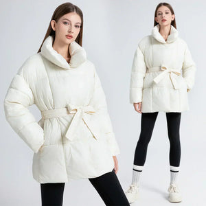 Comfy Family Embrace - Elegant Belted Winter Coat