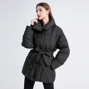 Comfy Family Embrace - Elegant Belted Winter Coat Black / XS