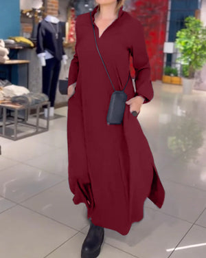 Comfy Family Evita - Long Elastic and Soft Dress Burgundy / XS