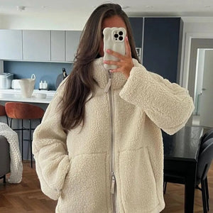 Comfy Family Hanna - Oversized Fleece Jacket Beige / XS