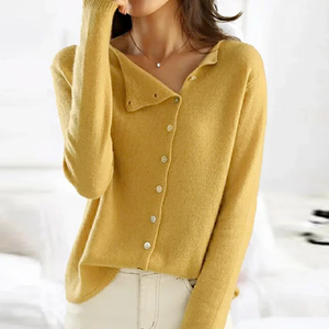 Comfy Family Lana™ - Cozy Buttoned Knit Mustard Yellow / S