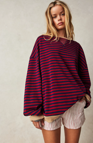 Comfy Family Layla - Striped Sweater Red & Navy / S