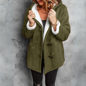 Comfy Family Lydia - Fleece Hooded Coat Army Green / S/UK 10