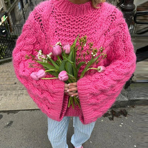 Comfy Family Marlowe - Oversized Knitted Sweater Rose Red / S