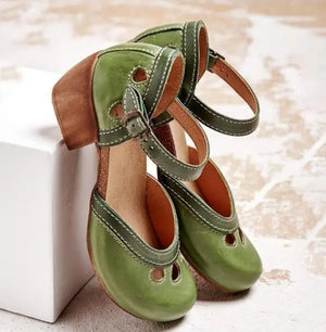 Comfy Family Nauta - Comfortable Low-Heel Sandals Green / 35