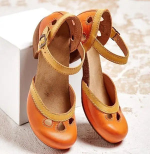 Comfy Family Nauta - Comfortable Low-Heel Sandals Orange / 35