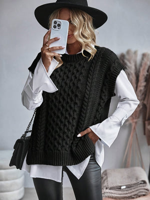 Comfy Family Ophelia - Cable Knit Vest Black / S