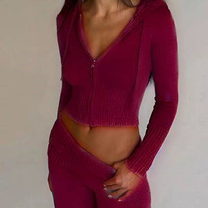 Comfy Family Serene - Two-Piece Lounge Set Burgundy Red / S