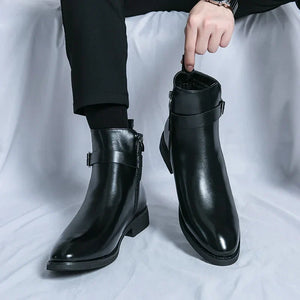 Comfy Family Sergio Genuine Leather Chelsea Boots Black / 6