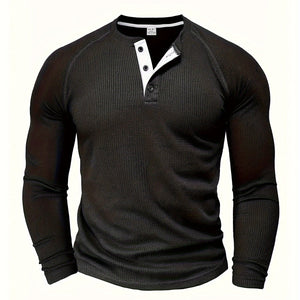 Comfy Family Timberline -  Waffle Henley Shirt Black / S