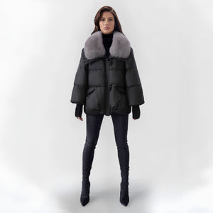 Comfy Family Velancia - Elegant Furry Puffer Jacket Black / S