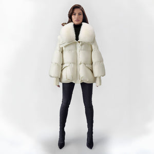 Comfy Family Velancia - Elegant Furry Puffer Jacket White / S