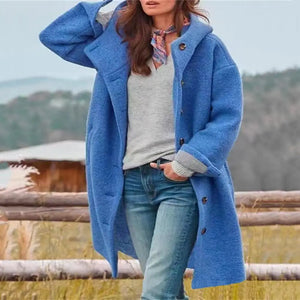 Comfy Family Velvée™ - Cozy Hooded Overcoat Blue / S