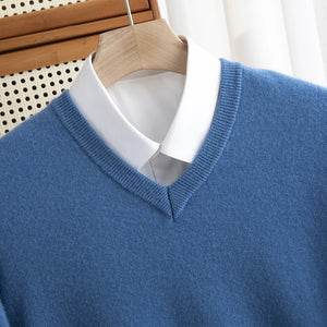 Comfy Family Weymouth - Merino V-Neck Sweater Blue / XL(80-90kg) / CHINA