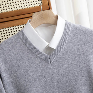 Comfy Family Weymouth - Merino V-Neck Sweater GRAY / XXL(90-100kg) / CHINA