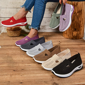 Comfy Family Women's Casual Slip-On Sneakers - Breathable Fabric, EVA Sole, Low-Top Design in Red, Blue, Purple, Gray, Black, Brown - Comfortable All-Season Footwear, Ladies Sneakers