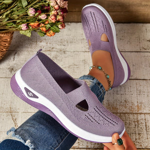 Comfy Family Women's Casual Slip-On Sneakers - Breathable Fabric, EVA Sole, Low-Top Design in Red, Blue, Purple, Gray, Black, Brown - Comfortable All-Season Footwear, Ladies Sneakers