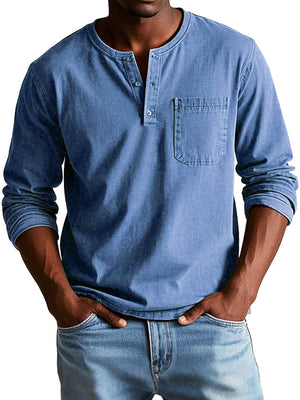 Julian Porter Rutland - Vintage Henley Shirt Blue / XS
