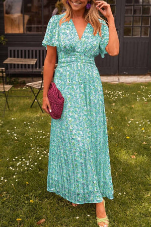 Julian Porter Sandra™ | Elegante Maxi-jurk met V-hals Groen / S